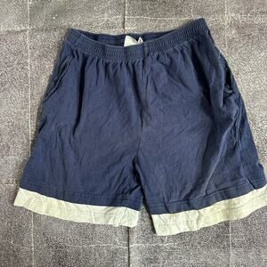 Men's Vintage 90s Active Wear 8" Navy Blue Heather Gray Cotton Sweat Shorts Sz L